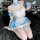 Blue lolita maid costume for women - sexy role play lingerie with bow, seductive uniform outfit