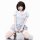 A cute anime-style character wearing a blue sweet-play lingerie skirt, featuring flirty cupcake design, high-waist slimming f...
