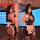 Woman wearing black bunny girl cosplay costume with white apron, ears, and cuffs; plus size anime maid outfit for women.