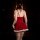 Sexy red bunny girl costume with fluffy trim, perfect for nightclub performances and festive parties.