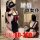 Sexy black maid apron set with red butterfly knot, lace trim, and sheer sleeves—pure-yet-seductive no-remove lingerie costume...