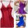 Sexy butterfly knot cami sleep dress with split slit, shown in red, purple, and blue—tempting lingerie-inspired nightwear for...