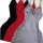 Three elegant cami sleep dresses in black, red, and gray with lace trim and butterfly knot detail.