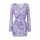 Sheer lavender butterfly print kimono robe with open-front design and satin tie waist - seductive lingerie sleepwear.