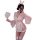 Candy pink bunny lingerie set featuring playful sweet girl aesthetic with bunny ears, kimono-style corset, and butterfly prin...