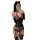 Woman wearing a sexy leopard print catwoman bodysuit with lace details, cat ears headband, and thigh-high stockings.