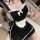 Sexy maid costume set featuring black and white design with ruffled details, perfect for adult entertainment needs.