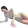 Woman in chao mu sensual lingerie set, featuring sheer lace, front zip, and open-crotch design for a stylish yoga look.