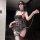 Woman wearing chao mu sexy corset vest - lace bodysuit for women, pure temptation lingerie with alluring silhouette.