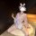 Cute bunny girl outfit featuring a charming japanese kimono-style maid dress in candy pink and white, perfect for playful and...