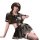A woman poses in a stylish jk-style outfit featuring a flirty pleated skirt paired with a matching bra, embodying pure yet se...