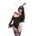 Woman wearing black chaomu temptation off-shoulder lace bodysuit with bunny ears and eye mask.