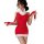 Charming holiday sexy high-neck knit lingerie set - backless christmas cosplay outfit for women, featuring festive red and wh...