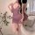 Sexy cherry blossom design backless sheer cheongsam sleepwear with no-remove peekaboo bra, elegant and revealing nightgown.
