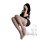 Woman wearing cherry romance lace bodystocking set with sheer mesh thigh-high stockings, elegant black design for spring and ...