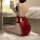 Cherry romance lingerie set - red sheer push-up bra with high-slit cheongsam style costume for women, showcased on a woman ta...