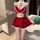 Sexy christmas-themed cherry-themed lingerie dress with suspenders, perfect for holiday costumes.