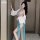 Elegant chinese ancient hanfu lingerie set featuring embroidered bodice, perfect for seductive sleepwear and uniform-inspired...