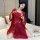 Chinese style hanfu bodice sleep dress - sheer chiffon qinyi lingerie nightgown for women, elegant red design with intricate ...
