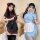 Two women wearing chinese-inspired lingerie sets, featuring cute qipao maid outfits with open-crotch designs, perfect for cos...