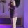 Sexy chinese-style purple halter neck cheongsam dress with built-in bra and lace trim, bodycon mini skirt for women