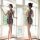 New chinese style qipao lingerie set - floral halter bodysuit sleep dress, retro sexy modernized design