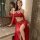 Red chinese-style sexy lingerie set for women – silk belly dance doudou, cosplay hanfu sleepwear & bedroom outfit featuring e...