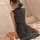 Seductive sheer black cheongsam mini skirt with open front and side slit, perfect for small busts. elegant design features lu...