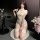 A woman poses in a sheer chinese-style sleep dress featuring a split-back design, open crotch, and a cute cutout, paired with...