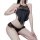 Elegant black lace lingerie set featuring a halter top and thong, inspired by chinese cheongsam design with sheer fabric and ...
