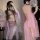 Chinese vintage style lingerie set - retro hanfu belly dance bodice with lace chiffon dress ensemble for women, featuring ele...