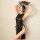 Elegant black satin new chinese style vintage qipao sleep dress featuring sexy tie-strap high-slit design, perfect for women ...