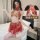 Chinese new year red lingerie set - exotic dance-inspired hanfu-style split costume for couples, featuring design