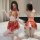 Chinese new year red lingerie set - exotic dance-inspired hanfu-style split costume for couples, featuring vibrant red design...