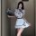 A stylish model wears a white chinese new year dress inspired by red silk, featuring lace details and a bodycon fit. the eleg...