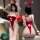 Sexy christmas bunny costume lingerie set for women, featuring red and white design with bunny ears, perfect for holiday role...