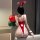 Sexy naughty holiday role play sleepwear set for women - christmas bunny costume lingerie with bunny ears and balloons