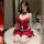 Sexy christmas bunny costume for women, deep v lingerie set with open-crotch design, perfect for holiday occasions