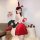 A festive christmas bunny girl costume featuring a red plush rabbit outfit with bunny ears, fingerless gloves, and a short sk...