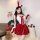 A festive red plush rabbit outfit featuring bunny ears, a bow, and matching accessories, perfect for holiday parties, cosplay...