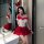 Sexy christmas bunny girl costume featuring festive red and white design, perfect for holiday role play with removable pads a...