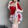 Sexy christmas deer lace lingerie set featuring a red sleep dress with white fur trim, matching thong, and festive design for...