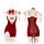 Red christmas lingerie set with fuzzy trim and lace-up back, perfect for holiday parties, cosplay, or nightclub wear.