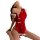 Sexy christmas-themed bunny costume set featuring red velvet with white accents, perfect for holiday parties and role play.