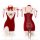 Christmas lingerie set - red velvet naughty costume with antler headband & suspender stockings