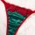Christmas red and green lace thong with satin finish, part of a festive european-style lingerie set for women.