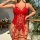 Sexy christmas red lace bodysuit with sheer design and ties, perfect holiday lingerie set for women