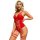 Sexy christmas red lace bodysuit with sheer lingerie set, featuring ties for women, perfect holiday look.