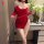 Sexy christmas red sleep dress with side slit and chain detail, perfect for nighttime elegance