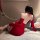 Christmas Red Seductive Sleep Dress with Side Slit & Chain Detail - Sexy Lingerie Nightgown - Product Image
